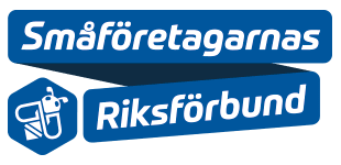 Logotyp för Småföretagarnas Riksförbund med text i vit färg